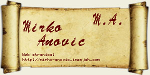 Mirko Anović vizit kartica